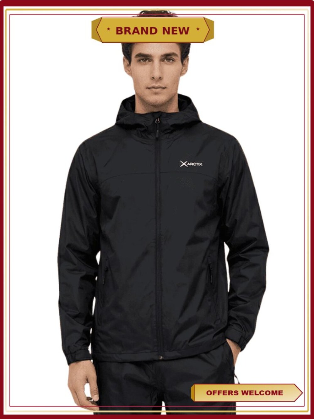 Men's Water Resistant Rain Jacket Nylon Shell with Breathable Mesh Liner